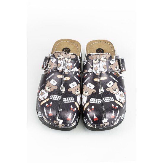 Anatomik Model Sabo Terlik Siyah Ayıcık Desenli