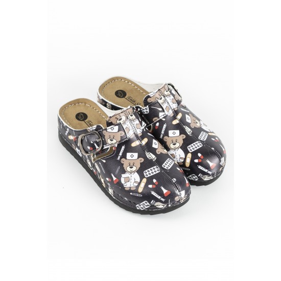 Anatomik Model Sabo Terlik Siyah Ayıcık Desenli