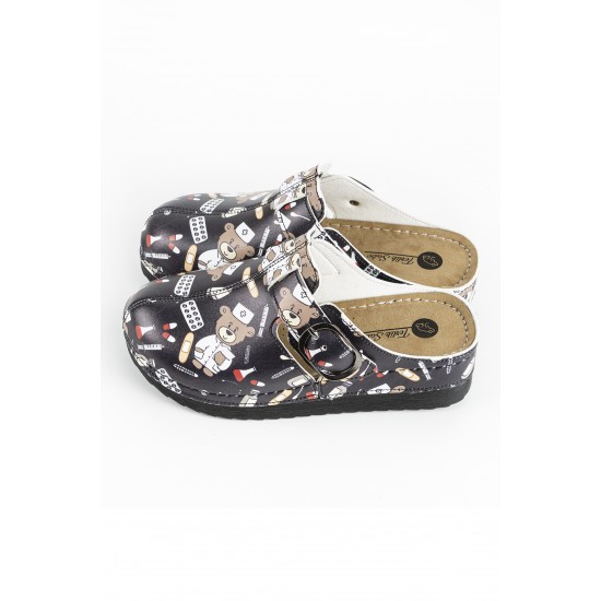 Anatomik Model Sabo Terlik Siyah Ayıcık Desenli