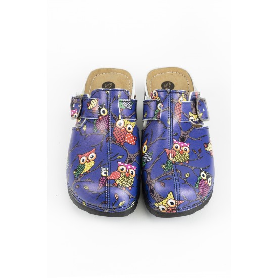 Anatomik Model Sabo Terlik Lacivert Baykuş Desenli