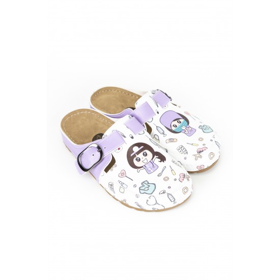 5 Nokta Anatomik Terlik Mor Aşçı Desenli Sabo 5 Nokta Anatomik Terlik Mor Aşçı Desenli Sabo