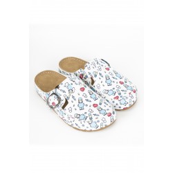 5 Nokta Anatomik Terlik Beyaz Hemşire Desenli Sabo