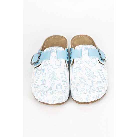 5 Nokta Anatomik Terlik Sabo Mavi Laborotuvar Desenli