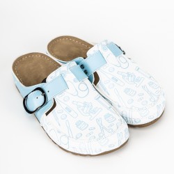 5 Nokta Anatomik Terlik Sabo Mavi Laborotuvar Desenli