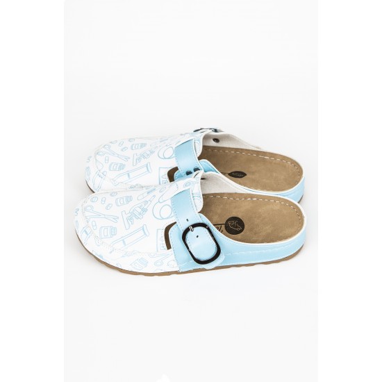 5 Nokta Anatomik Terlik Sabo Mavi Laborotuvar Desenli