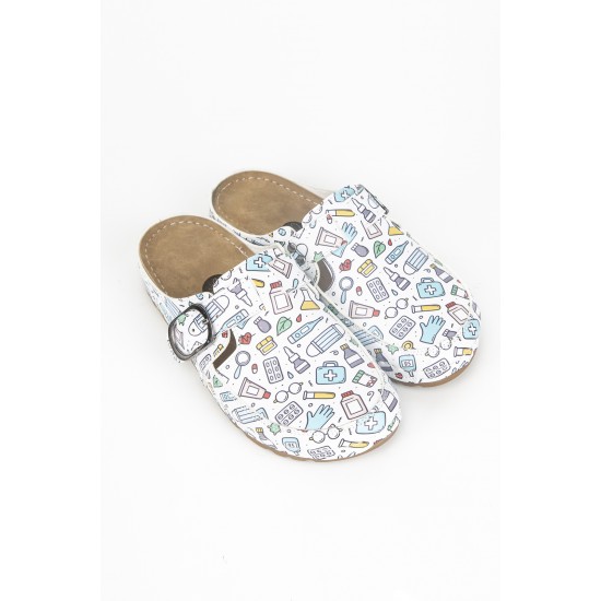 5 Nokta Anatomik Terlik Sabo Beyaz Hastane Sağlık Desenli