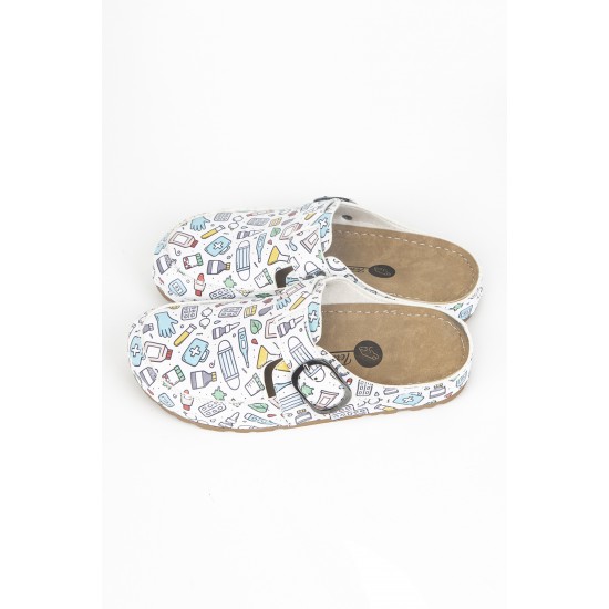 5 Nokta Anatomik Terlik Sabo Beyaz Hastane Sağlık Desenli