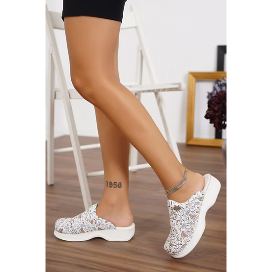 Ayıcık Steteskop Desenli Ortopedik Ortopedik Bayan Sabo Terlik