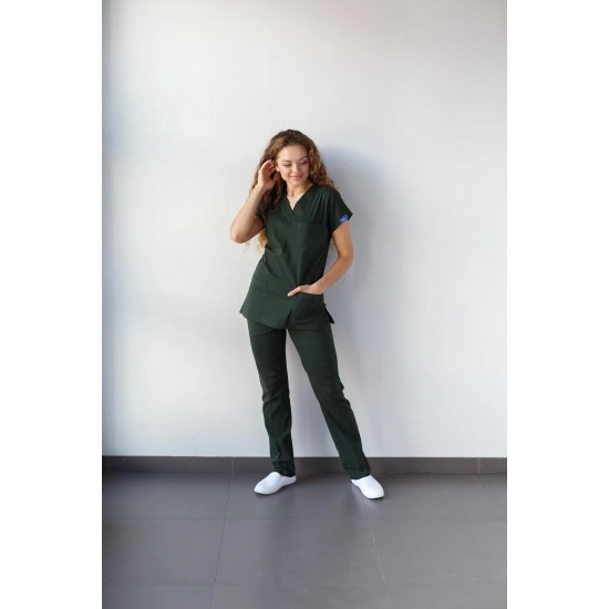 Avcı Yeşili Likralı Forma Takım Flex Kumaş Scrubs