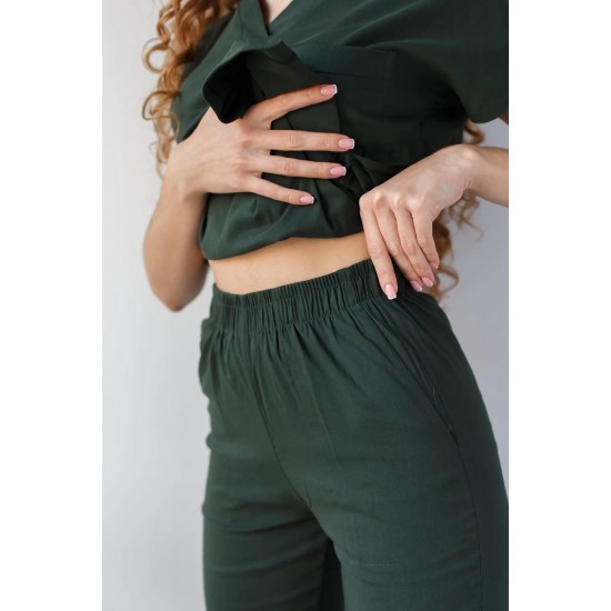 Avcı Yeşili Likralı Forma Takım Flex Kumaş Scrubs