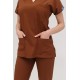 Kahverengi Likralı Forma Takım Flex Kumaş Scrubs