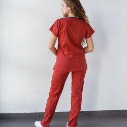 Kiremit Likralı Forma Takım Flex Kumaş Scrubs 