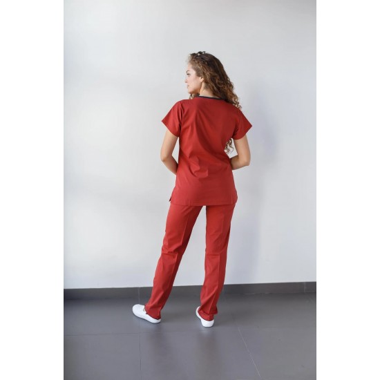 Kiremit Likralı Forma Takım Flex Kumaş Scrubs