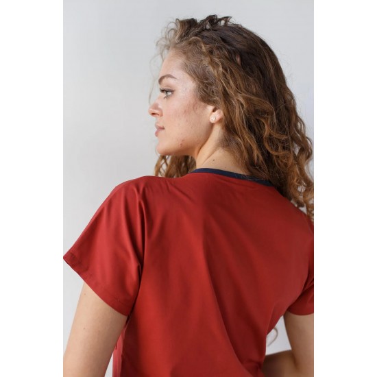 Kiremit Likralı Forma Takım Flex Kumaş Scrubs