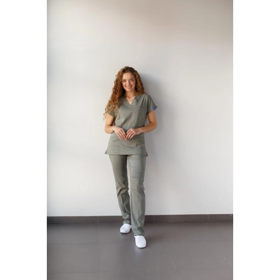 Küf Yeşili Likralı Forma Takım Flex Kumaş Scrubs