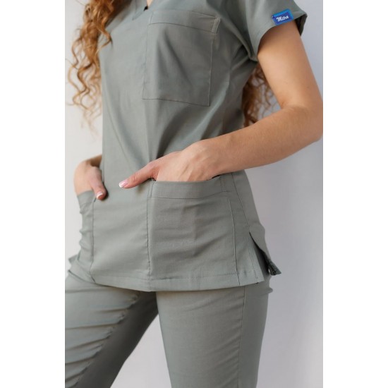 Küf Yeşili Likralı Forma Takım Flex Kumaş Scrubs