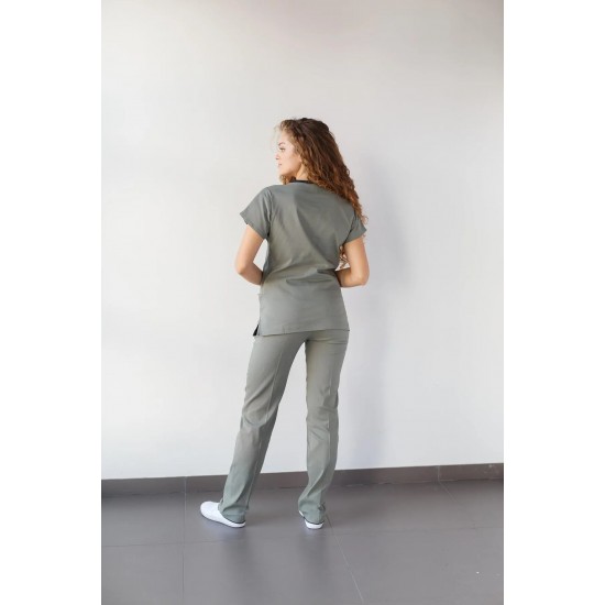Küf Yeşili Likralı Forma Takım Flex Kumaş Scrubs