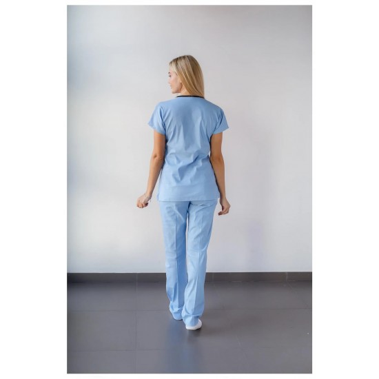Açık Mavi Likralı Forma Takım Flex Kumaş Scrubs