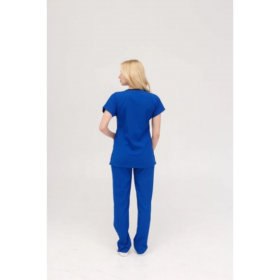Saks Mavi Likralı Forma Takım Flex Kumaş Scrubs
