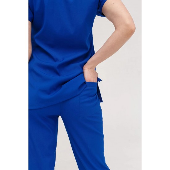 Saks Mavi Likralı Forma Takım Flex Kumaş Scrubs
