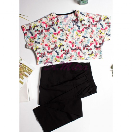 Kelebek Desen Likralı Greys Cerrahi Takım