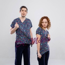 Lacivert Tıp Temalı Likralı Greys Cerrahi Takım