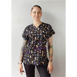 Harry Potter Desenli Likralı (Esnek) Greys (Yarasa Kol) Cerrahi Takım