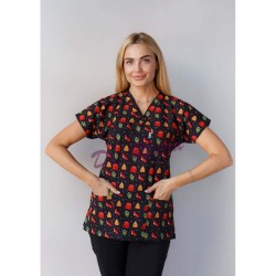 Yılbaşı Desenli Likralı (Esnek) Greys (Yarasa Kol) Cerrahi Takım