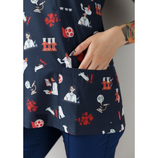 Laboratuvar Desenli Likralı (Esnek) Greys (Yarasa Kol) Cerrahi Takım