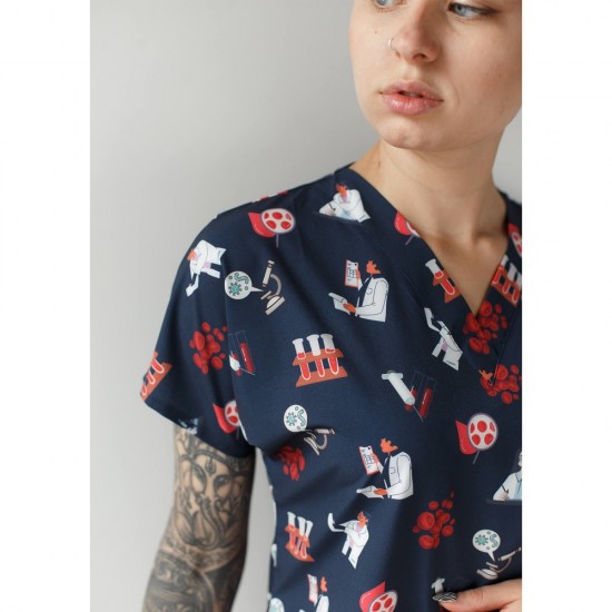 Laboratuvar Desenli Likralı (Esnek) Greys (Yarasa Kol) Cerrahi Takım