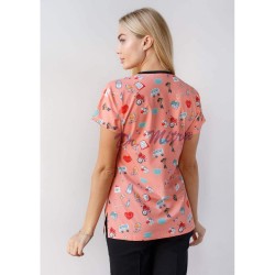 Somon Maske Desenli Likralı Greys Cerrahi Takım