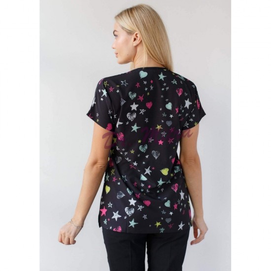 Kalp Yıldız Desenli Likralı Greys Cerrahi Takım