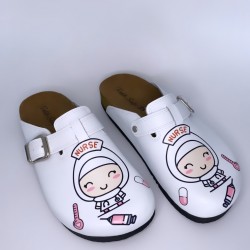 Mantar Taban Tesettürlü Hemşire Desenli Ortopedik Sabo Terlik