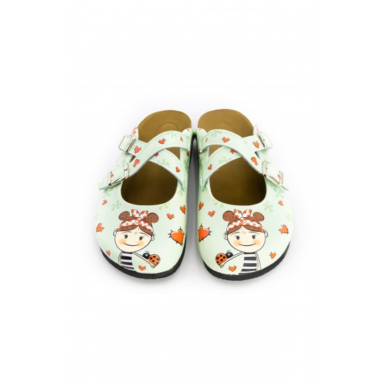 Mantar Taban Zik Zak Uğurböcekli Kız Desenli Ortopedik Sabo Terlik