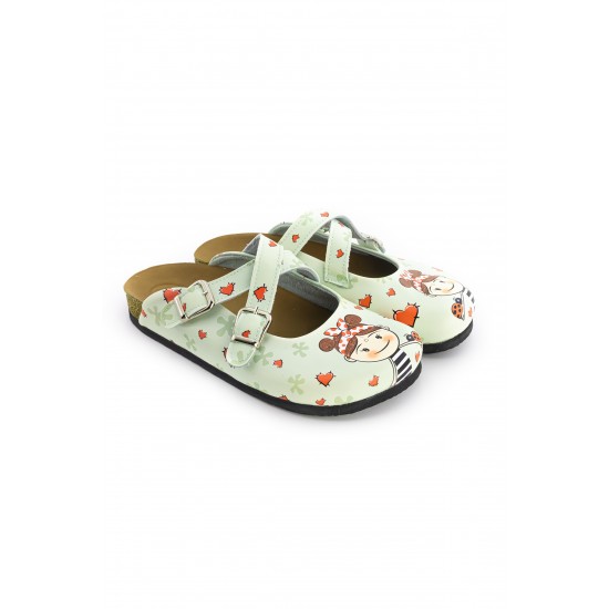 Mantar Taban Zik Zak Uğurböcekli Kız Desenli Ortopedik Sabo Terlik
