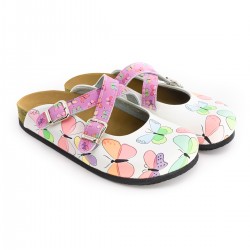 Mantar Taban Zik Zak Pastel Kelebek Desenli Ortopedik Sabo Terlik