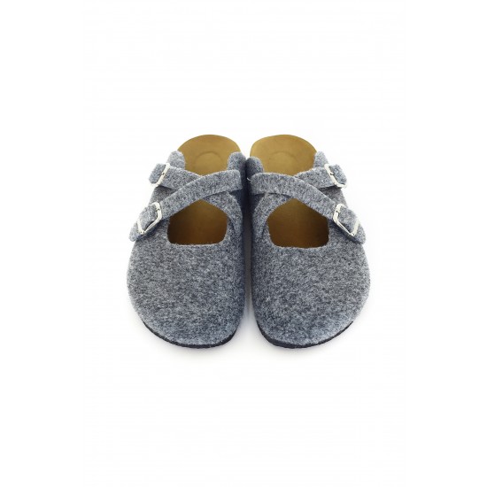 Mantar Taban Gri Keçe Ortopedik Sabo Terlik