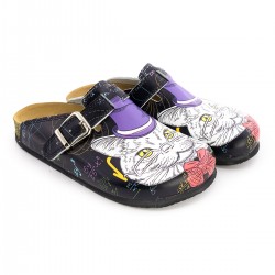 Mantar Taban Siyah Çizmeli Kedi Desenli Ortopedik Sabo Terlik