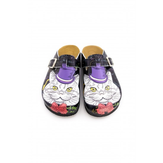 Mantar Taban Siyah Çizmeli Kedi Desenli Ortopedik Sabo Terlik