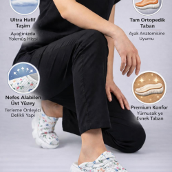 Yeni Konfor Hafif Taban Ortopedik Çiçekli Sabo Terlik  